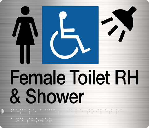 Female Toilet RH & Shower Sign (Blue)