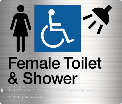 Male Ambulant Toilet & Shower Sign 2 Icons (Blue/White)