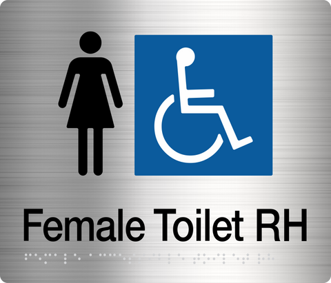 Unisex Toilet RH Sign (Blue) Wheelchair Icon