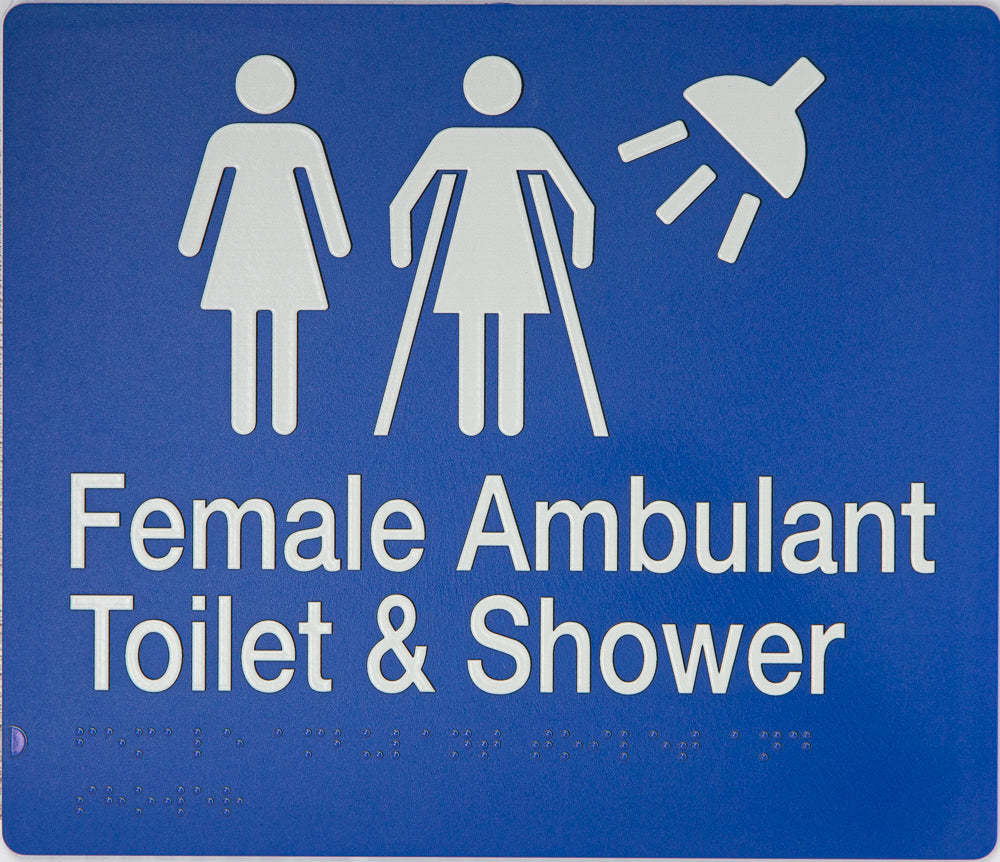 Female Ambulant Toilet & Shower Sign (Blue/White) Female Ambulant Toilet & Shower Sign (Blue/White)