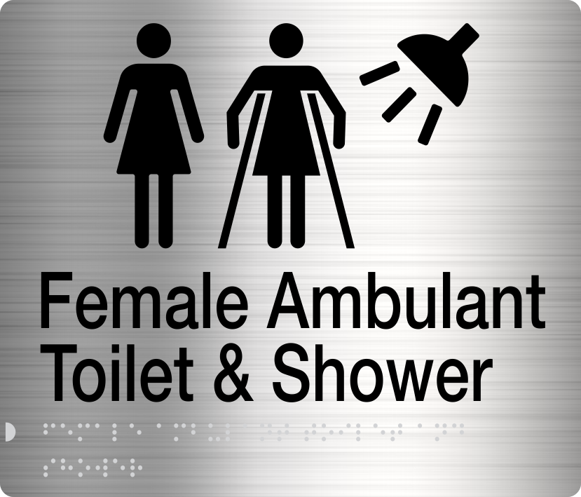 Female Ambulant Toilet & Shower Sign (Stainless Steel) Female Ambulant Toilet & Shower Sign (Stainless Steel)