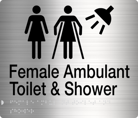Unisex Toilet LH & Shower Sign (Silver/Black)