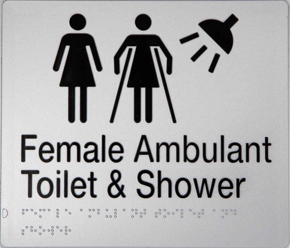 Female Ambulant Toilet & Shower Sign 2 Icons (Silver/Black) Female Ambulant Toilet & Shower Sign 2 Icons (Silver/Black)