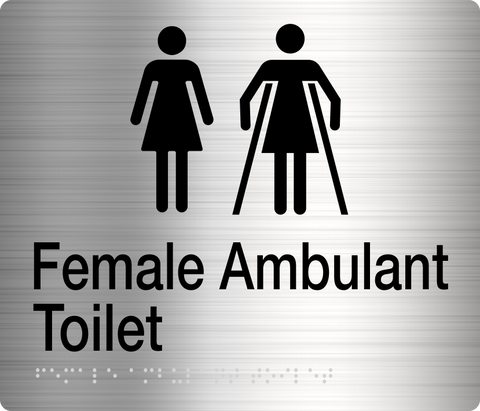 Female Ambulant Toilet Sign (Silver/Black)