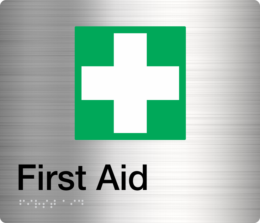 First Aid Sign - Stainless Steel First Aid Sign - Stainless Steel