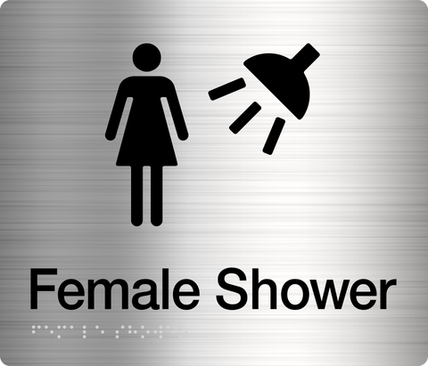 Female Ambulant Toilet & Shower Sign (Stainless Steel)