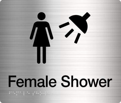 Unisex Ambulant Toilet & Shower Sign 2 Icons (Silver/Black)