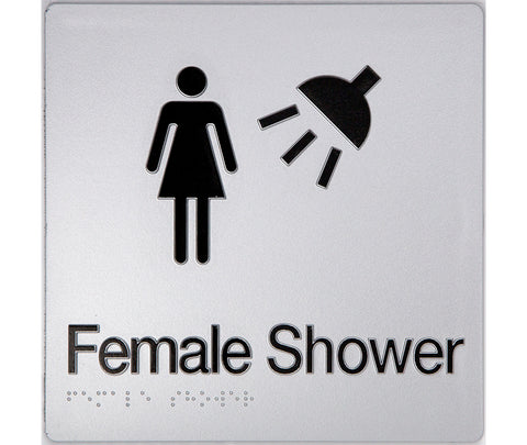 Unisex Toilet LH & Shower Sign (Silver/Black)