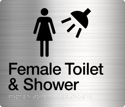 Unisex Accessible Toilet & Shower Sign (Silver/Black)