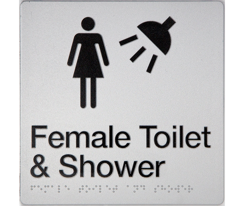 Female Toilet & Shower Sign (Silver) Female Toilet & Shower Sign (Silver)