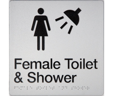 Unisex Toilet LH & Shower Sign (Silver/Black)