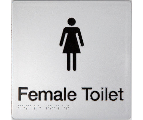 stainless steel female toilet sign