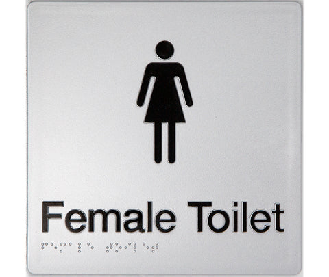 Female Ambulant Toilet Sign (Silver/Black)
