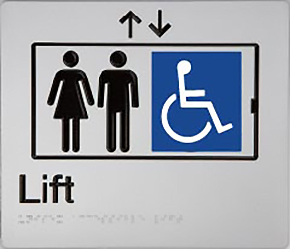Lift Sign (Silver) With Braille Lift Sign (Silver) With Braille