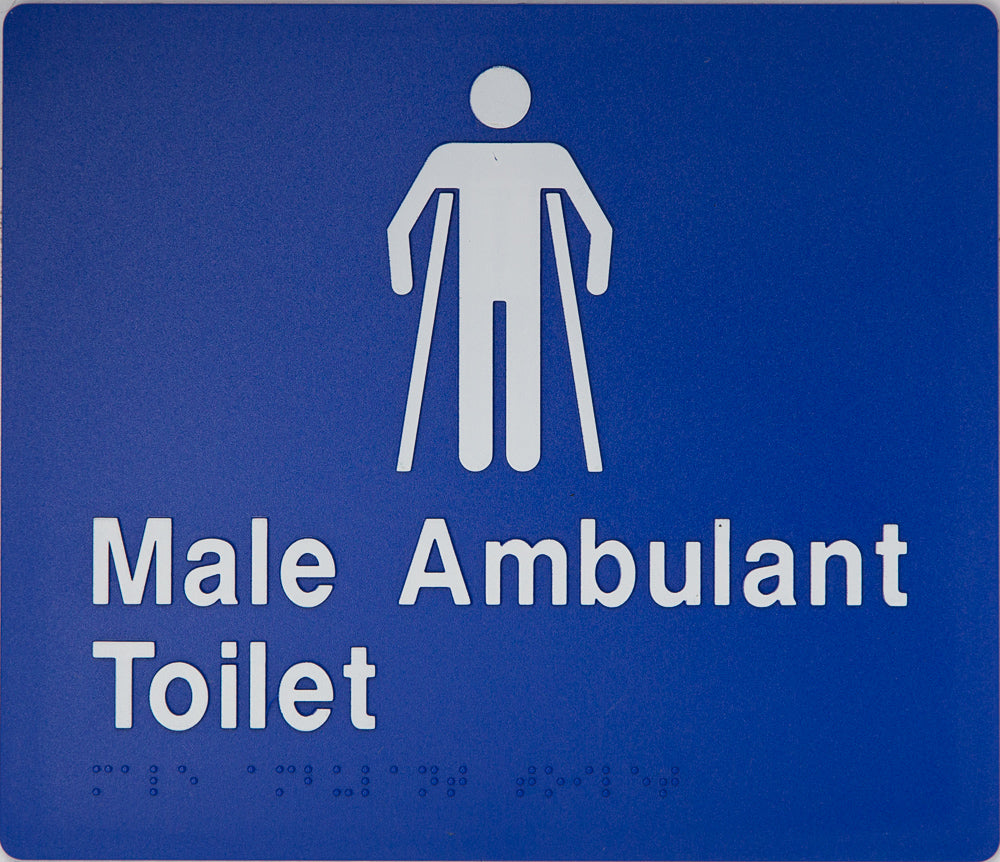 Male Ambulant Toilet Sign With Braille (Blue/White) Male Ambulant Toilet Sign With Braille (Blue/White)