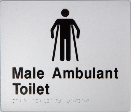 male ambulant toilet sign silver