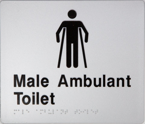 Unisex Toilet RH Braille Sign (Silver/Black)