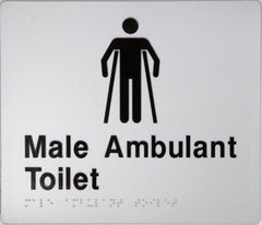 male ambulant toilet sign silver