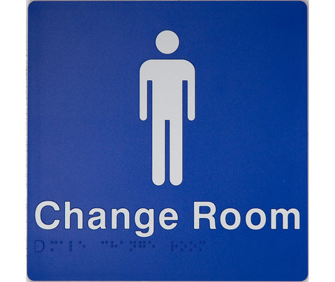 Male Toilet Sign With Braille (Blue/White)