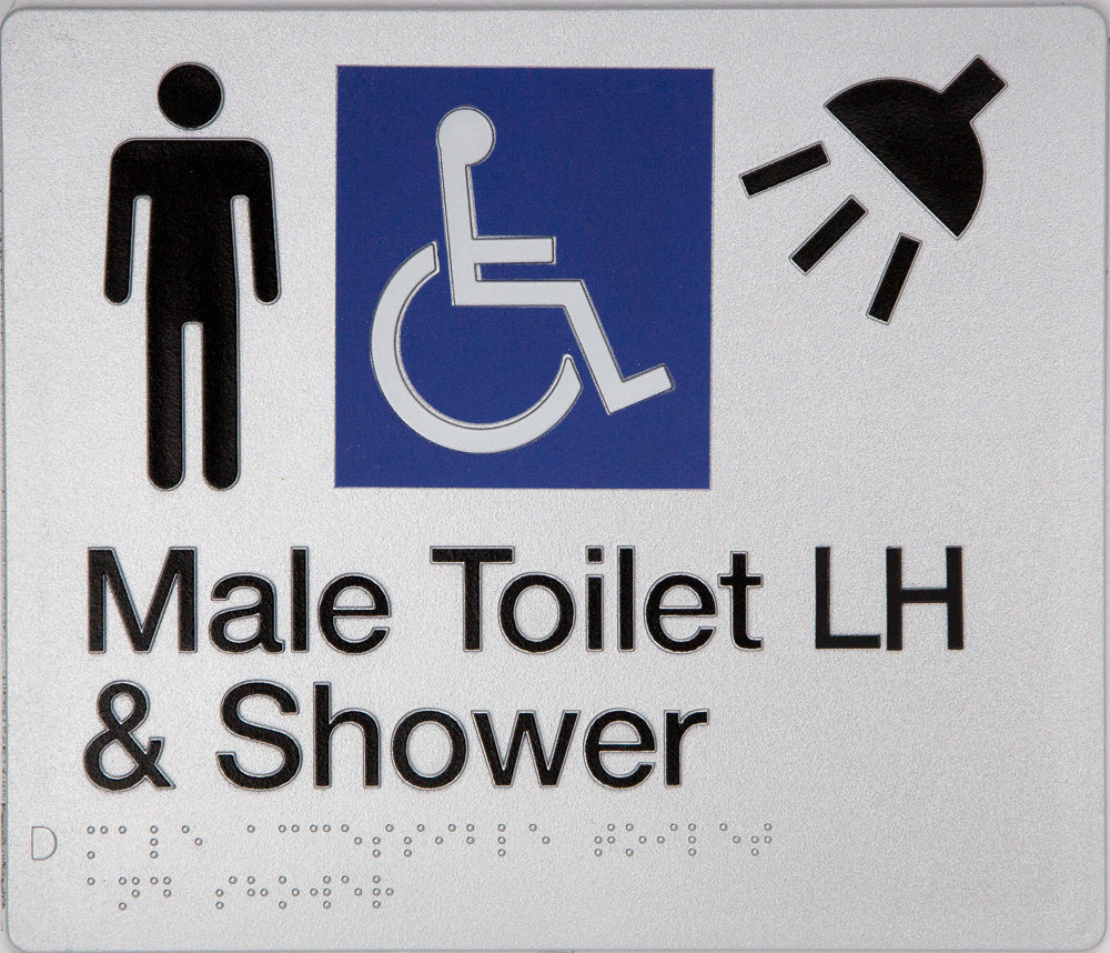 Male Toilet LH & Shower Sign (Silver) Male Toilet LH & Shower Sign (Silver)