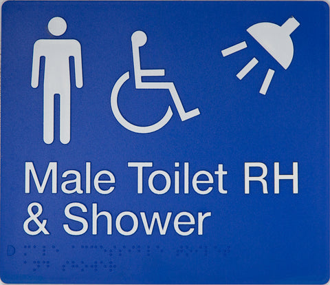 Male Accessible Toilet & Shower Sign (Silver)