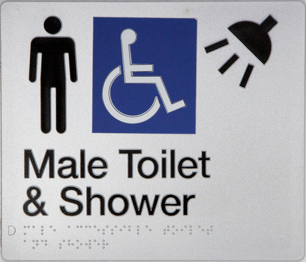Male Accessible Toilet & Shower Sign (Silver) Male Accessible Toilet & Shower Sign (Silver)