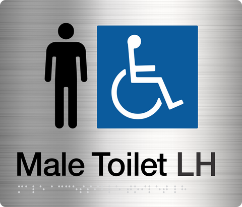 Male Toilet LH & Shower Sign (Silver)