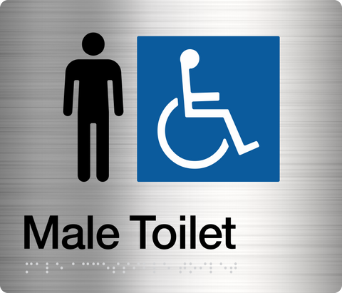 Male Toilet LH & Shower Sign (Silver)