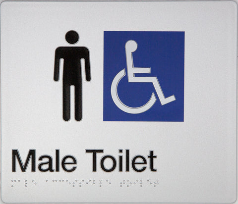 Unisex Accessible Toilet & Shower Sign (Silver/Black)