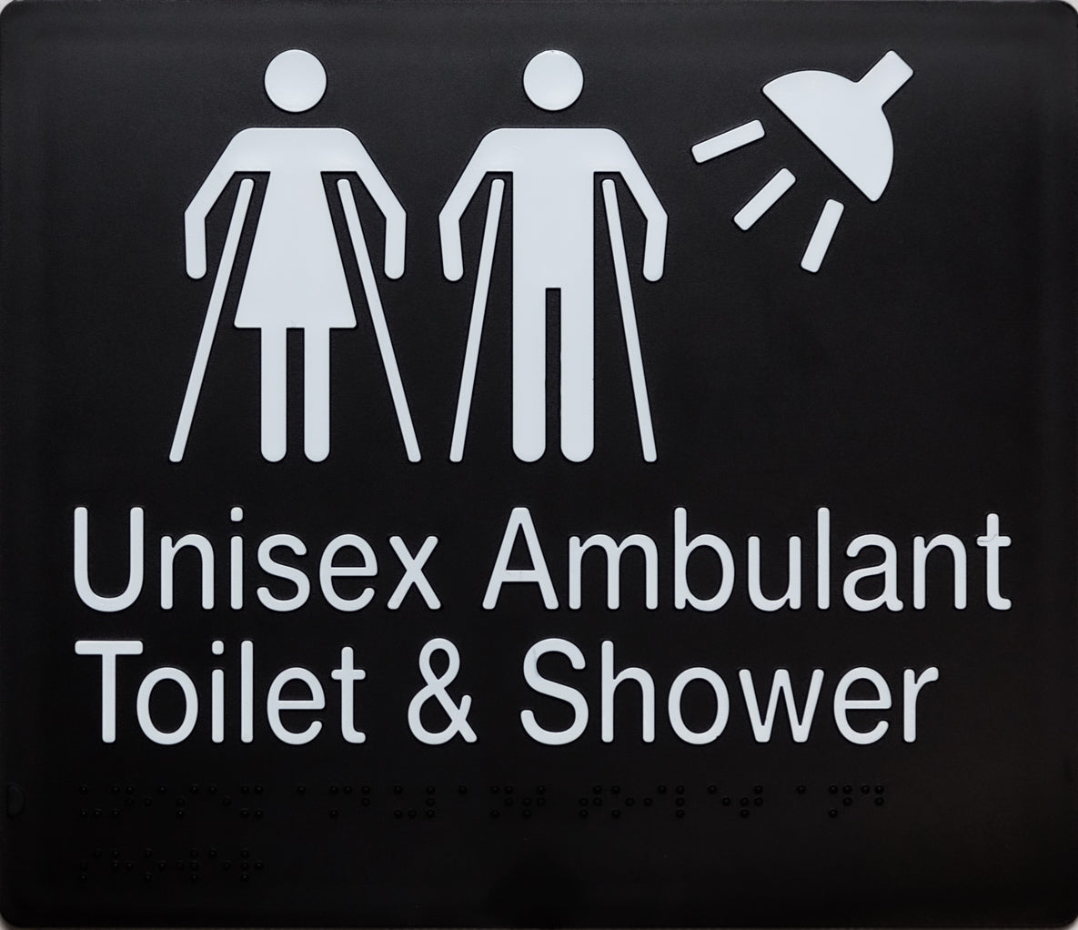 Unisex Ambulant Toilet & Shower Sign (Black/White) Unisex Ambulant Toilet & Shower Sign (Black/White)