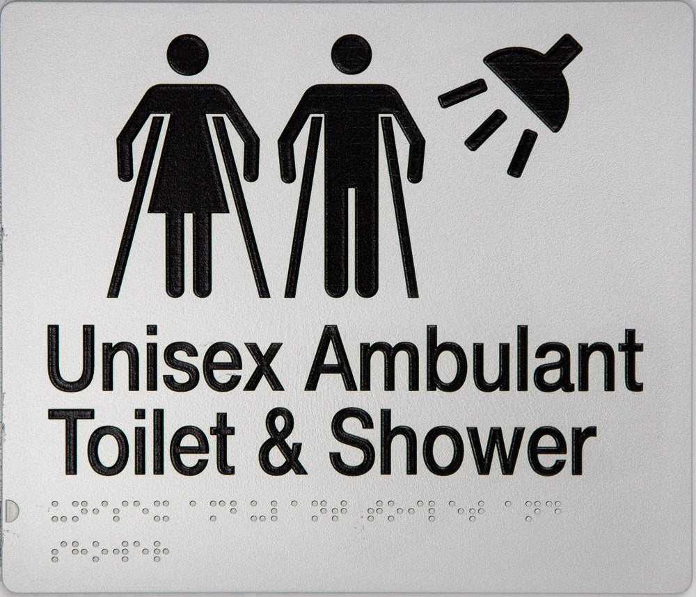 Unisex Ambulant Toilet & Shower Sign 2 Icons (Silver/Black) Unisex Ambulant Toilet & Shower Sign 2 Icons (Silver/Black)