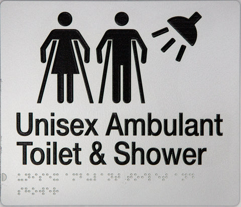 Male Ambulant Toilet & Shower Sign (Silver/Black)