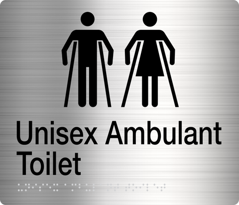 Male Ambulant Toilet Sign With Braille (Silver/Black)