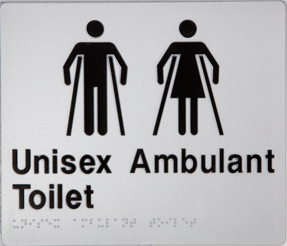 Unisex Ambulant Toilet Sign 2 Icons (Silver/Black) Unisex Ambulant Toilet Sign 2 Icons (Silver/Black)