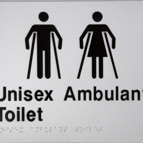 Unisex Ambulant Toilet Sign 2 Icons (Silver/Black) - IMG 2