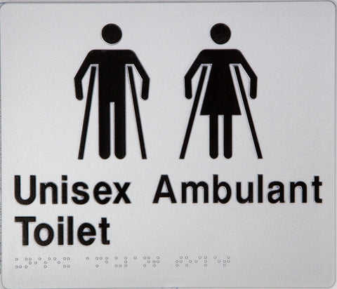 Female Ambulant Toilet Sign 2 Icons (Silver/Black)