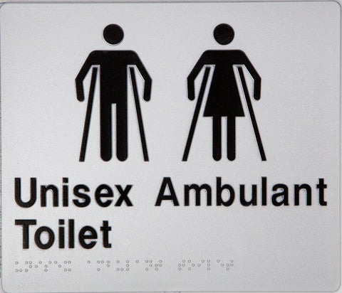 Unisex Accessible Toilet Sign (Silver/Black)