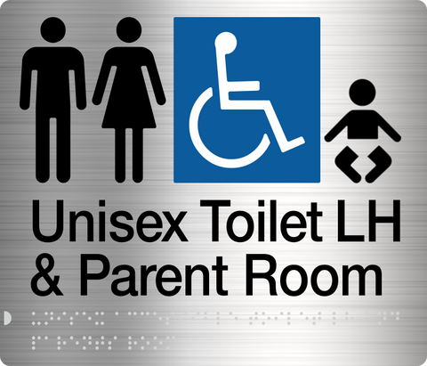 Unisex Toilet RH Sign (Blue) Wheelchair Icon