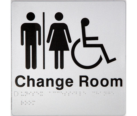 Unisex Toilet LH Braille Sign (Silver/Black)