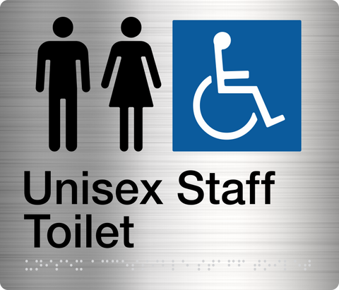 Unisex Accessible Staff Toilet Sign (Silver)