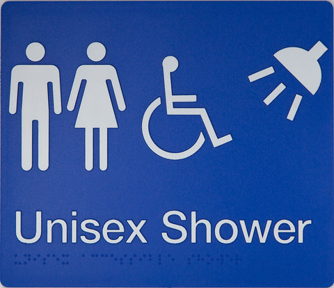 Unisex Toilet LH & Shower Sign (Silver/Black)