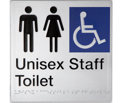 Unisex Toilet & Shower Sign (Silver) 3 Icons