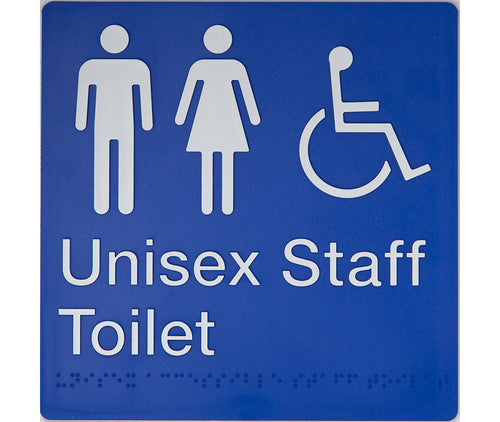Unisex Accessible Staff Toilet Sign (Blue)