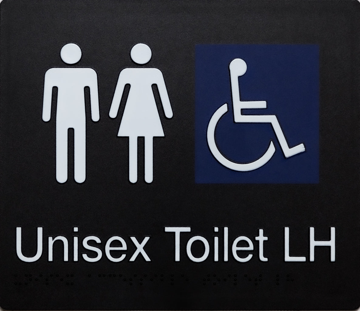 Unisex Accessible Toilet LH Sign (Black) Unisex Accessible Toilet LH Sign (Black)