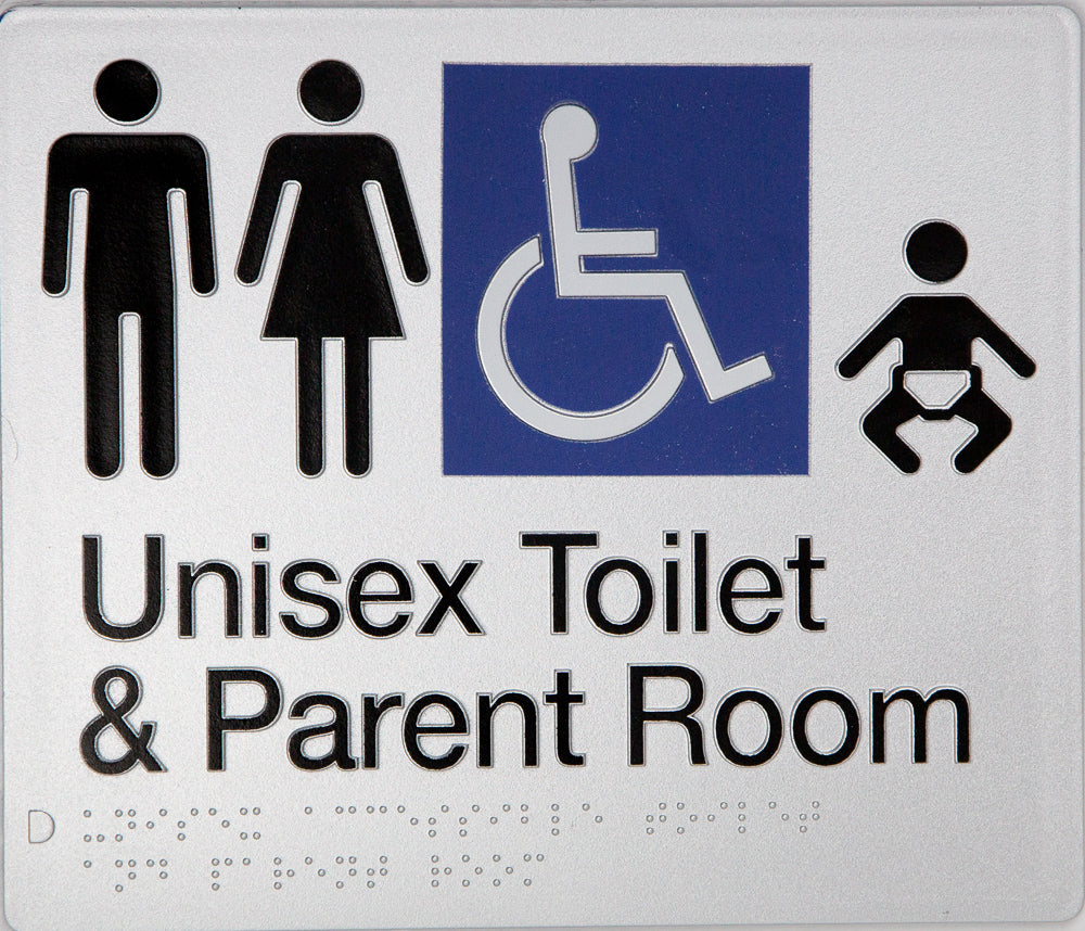 Unisex Toilet & Parent Room Sign (Silver) Unisex Toilet & Parent Room Sign (Silver)