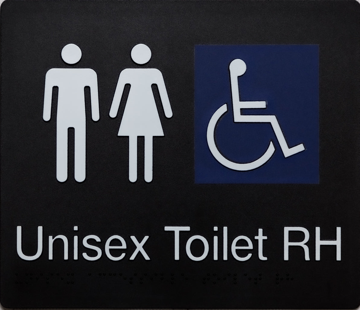 Unisex Accessible Toilet RH Sign (Black) Unisex Accessible Toilet RH Sign (Black)