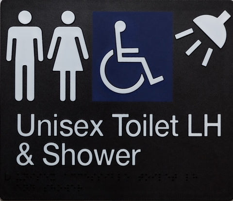 Unisex Toilet LH Braille Sign (Silver/Black)