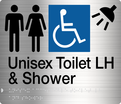 Female Toilet LH & Shower Sign (Silver)