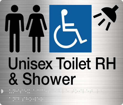 Unisex Accessible Toilet & Shower Sign (Blue/White)