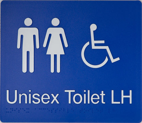 Unisex Toilet LH Sign (Silver) Wheelchair Icon